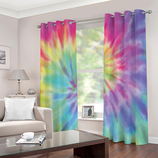 Pastel Spiral Tie Dye Print Extra Wide Grommet Curtains