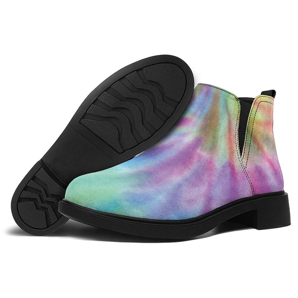 Pastel Spiral Tie Dye Print Flat Ankle Boots
