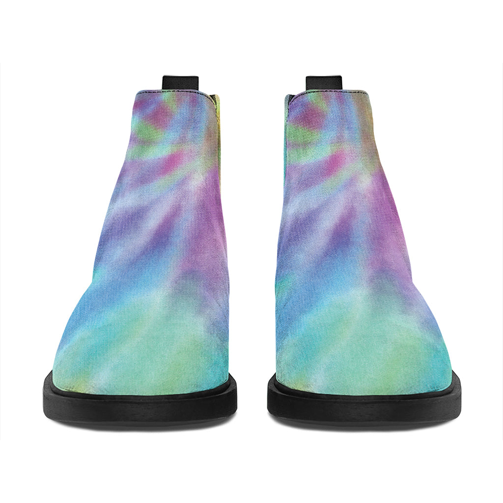 Pastel Spiral Tie Dye Print Flat Ankle Boots