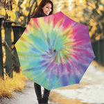 Pastel Spiral Tie Dye Print Foldable Umbrella