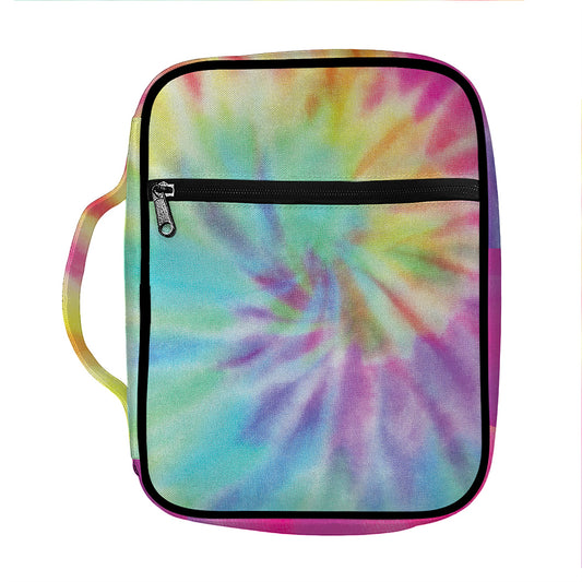 Pastel Spiral Tie Dye Print Front Pocket Bible Bag