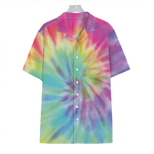 Pastel Spiral Tie Dye Print Hawaiian Shirt
