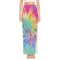 Pastel Spiral Tie Dye Print High Slit Maxi Skirt