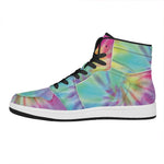 Pastel Spiral Tie Dye Print High Top Leather Sneakers