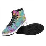 Pastel Spiral Tie Dye Print High Top Leather Sneakers