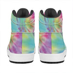 Pastel Spiral Tie Dye Print High Top Leather Sneakers