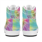 Pastel Spiral Tie Dye Print High Top Leather Sneakers