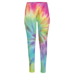 Pastel Spiral Tie Dye Print High-Waisted Pocket Leggings
