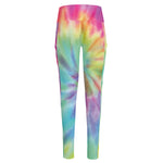 Pastel Spiral Tie Dye Print High-Waisted Pocket Leggings