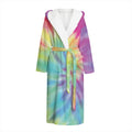 Pastel Spiral Tie Dye Print Hooded Bathrobe