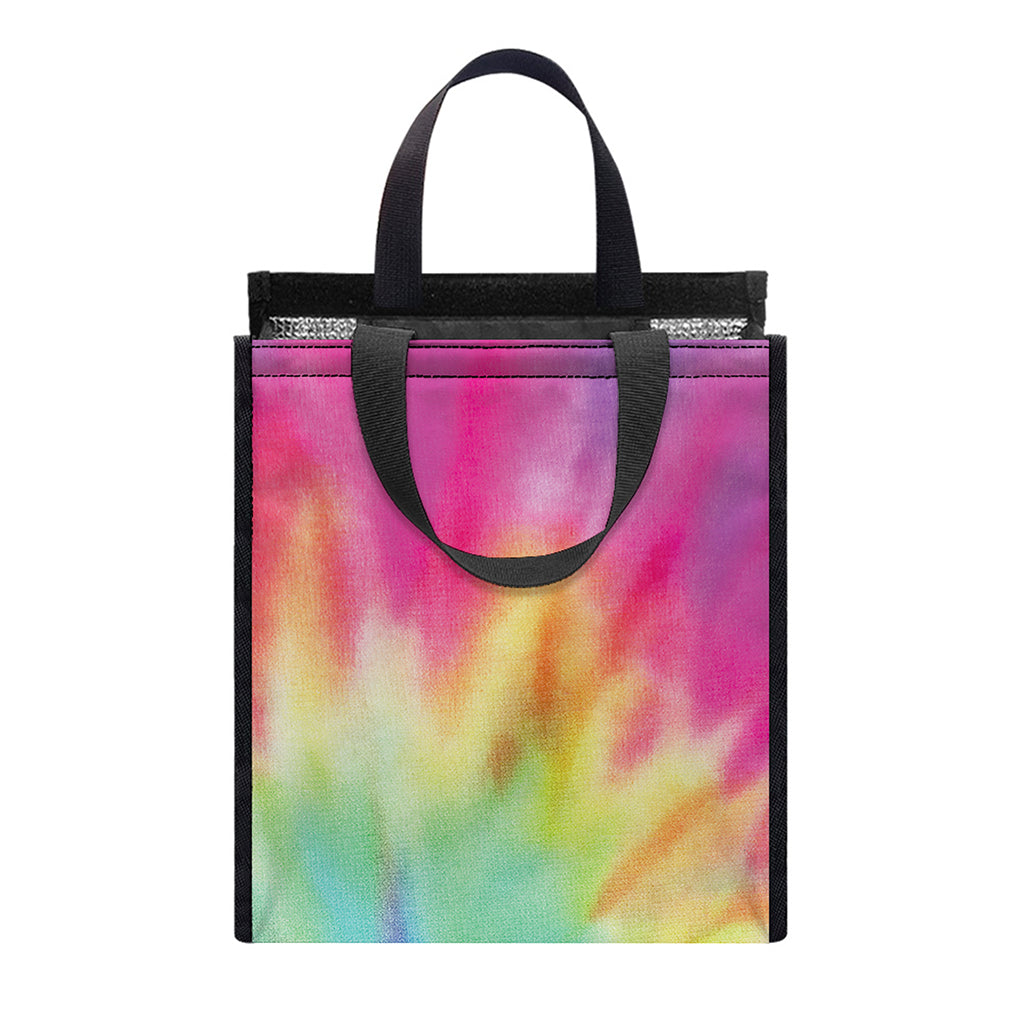Pastel Spiral Tie Dye Print Insulated Lunch Tote