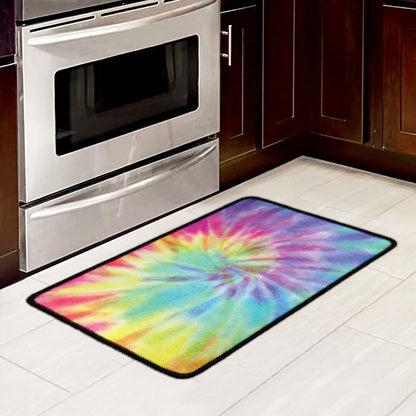 Pastel Spiral Tie Dye Print Kitchen Mat