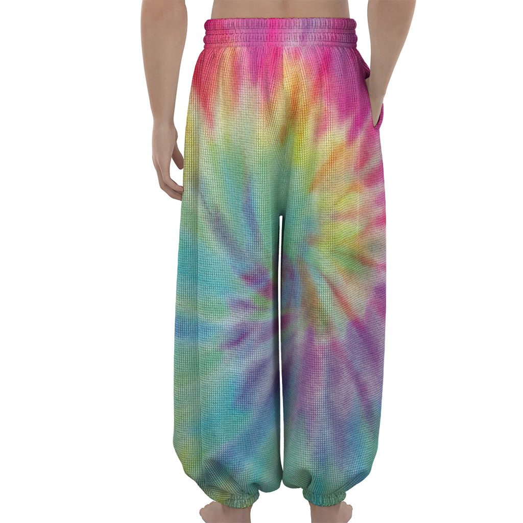 Pastel Spiral Tie Dye Print Lantern Pants