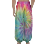 Pastel Spiral Tie Dye Print Lantern Pants