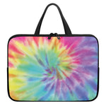 Pastel Spiral Tie Dye Print Laptop Sleeve With Handle