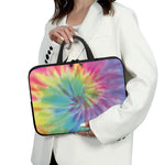 Pastel Spiral Tie Dye Print Laptop Sleeve With Handle