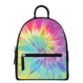 Pastel Spiral Tie Dye Print Leather Backpack