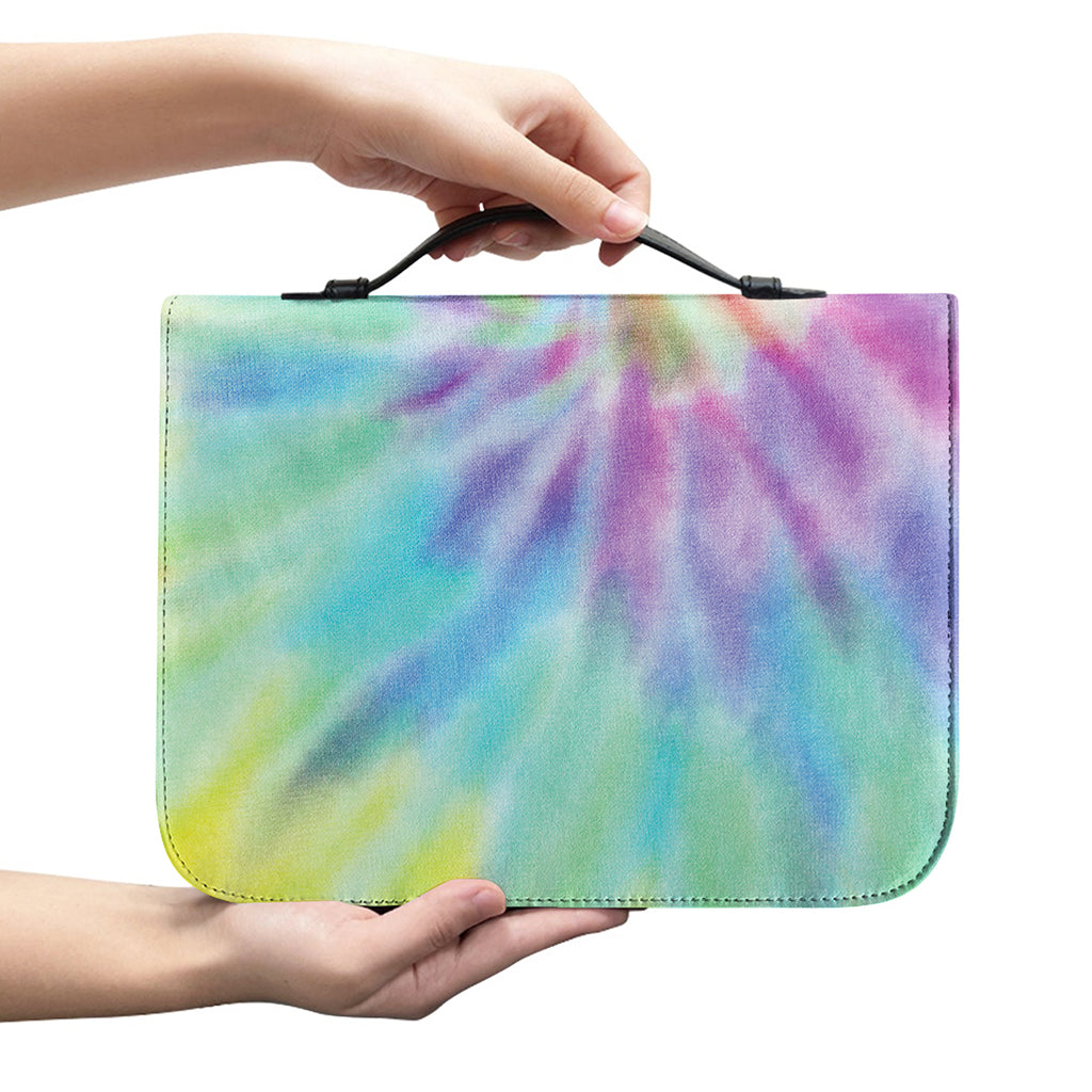 Pastel Spiral Tie Dye Print Leather Bible Cover