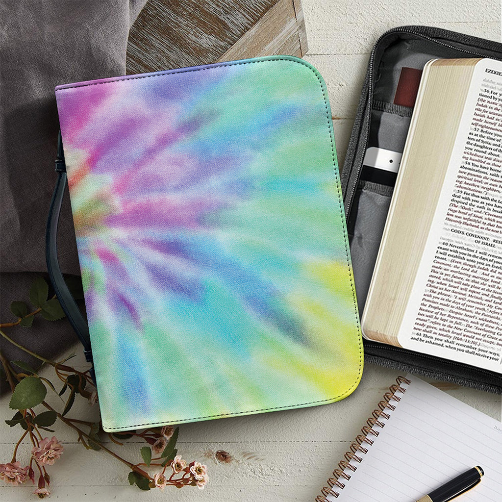 Pastel Spiral Tie Dye Print Leather Bible Cover