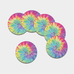 Pastel Spiral Tie Dye Print Leather Coaster Set