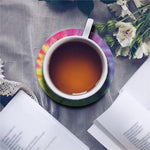 Pastel Spiral Tie Dye Print Leather Coaster Set