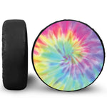 Pastel Spiral Tie Dye Print Leather Spare Tire Cover