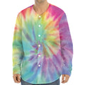 Pastel Spiral Tie Dye Print Long Sleeve Baseball Jersey