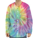 Pastel Spiral Tie Dye Print Long Sleeve Baseball Jersey