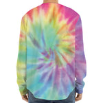 Pastel Spiral Tie Dye Print Long Sleeve Baseball Jersey