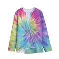 Pastel Spiral Tie Dye Print Long Sleeve Short Coat
