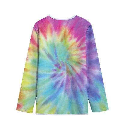 Pastel Spiral Tie Dye Print Long Sleeve Short Coat
