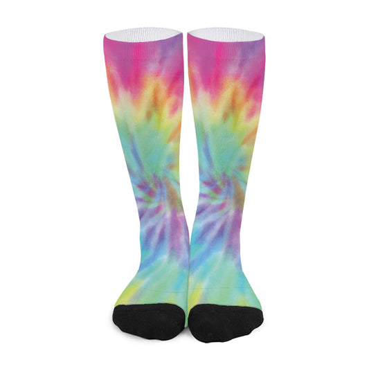 Pastel Spiral Tie Dye Print Long Socks