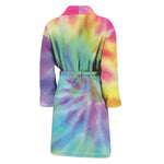 Pastel Spiral Tie Dye Print Men's Bathrobe