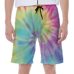 Pastel Spiral Tie Dye Print Men's Beach Shorts