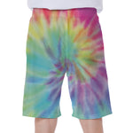 Pastel Spiral Tie Dye Print Men's Beach Shorts