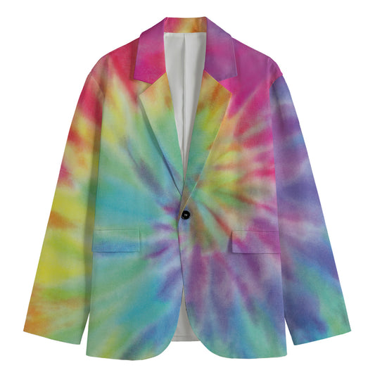 Pastel Spiral Tie Dye Print Men's Blazer