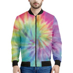 Pastel Spiral Tie Dye Print Men's Bomber Jacket