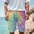 Pastel Spiral Tie Dye Print Men's Cargo Shorts