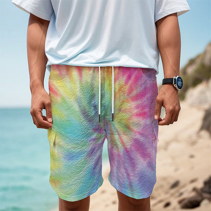 Pastel Spiral Tie Dye Print Men's Cargo Shorts