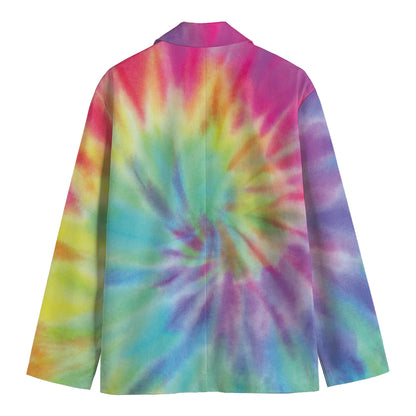 Pastel Spiral Tie Dye Print Men's Cotton Blazer
