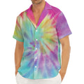 Pastel Spiral Tie Dye Print Men's Deep V-Neck Shirt