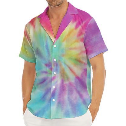 Pastel Spiral Tie Dye Print Men's Deep V-Neck Shirt