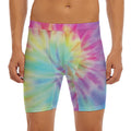 Pastel Spiral Tie Dye Print Men's Long Boxer Briefs