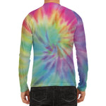 Pastel Spiral Tie Dye Print Men's Long Sleeve Rash Guard