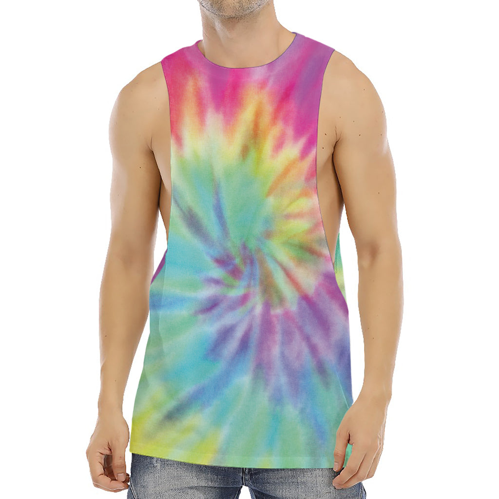 Pastel Spiral Tie Dye Print Men's Muscle Tank Top