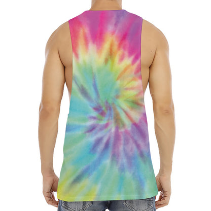 Pastel Spiral Tie Dye Print Men's Muscle Tank Top