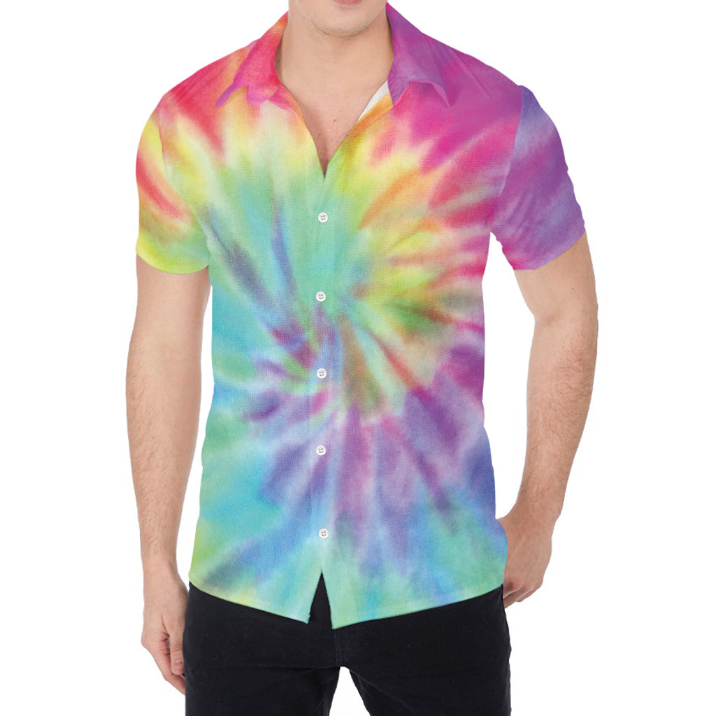 Pastel Spiral Tie Dye Print Men's Shirt