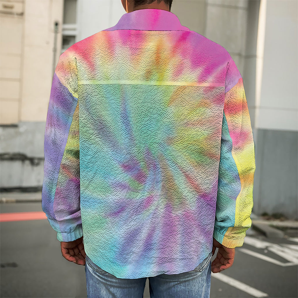 Pastel Spiral Tie Dye Print Men's Shirt Jacket