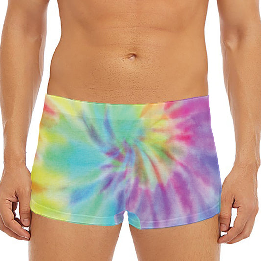 Pastel Spiral Tie Dye Print Men's Short Boxer Briefs