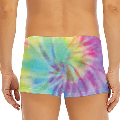 Pastel Spiral Tie Dye Print Men's Short Boxer Briefs